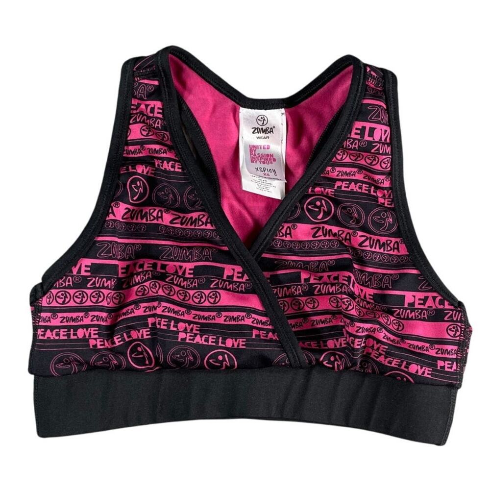 Zumba Womens Sports Bra XS Pink Unlined Racerback Activewear Running Gym Workout